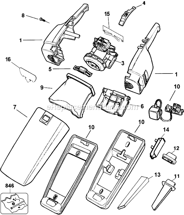 Page A Diagram and Parts List for HV2200B  Black and Decker Hand Vacuum